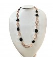 Della Rovere Woman's Necklace - in 925% Rosé Silver and Black Agate 75 cm - 0