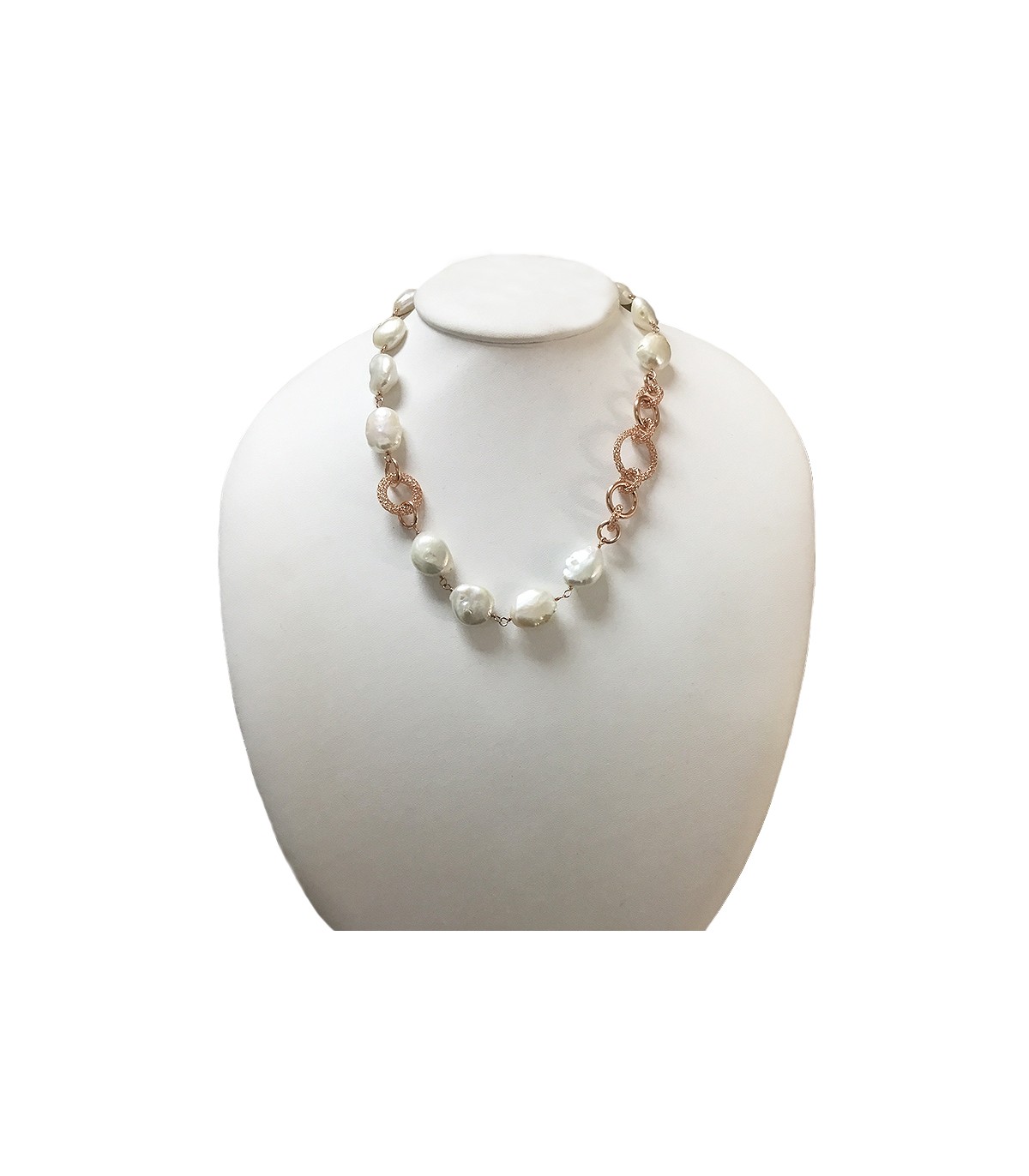 Della Rovere Woman S Necklace In 925 Rose Silver And Baroque Pearls 50 Cm 0