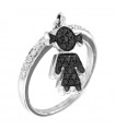 Crivelli Woman's Ring - Bimba in 18k White Gold with Black Diamonds - 0