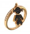Crivelli Woman's Ring - Bimba in 18k Rose Gold with Black Diamonds - 0