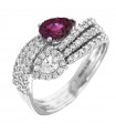 Davite & Delucchi Woman's Ring - in White Gold with Natural Diamonds and Rubies - 0
