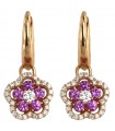 Crivelli Woman's Earrings - Flower in Rose Gold and Natural Diamonds and Pink Sapphires - 0