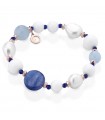 Lelune Glamor Bracelet - with Kyanite Agate Pearls and 925% Rosé Silver 18.5 cm - 0