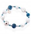Lelune Glamour Bracelet - with Apatite Agate Pearls and 925% Pink Silver 18.5 cm - 0