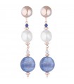 Lelune Glamour Earrings - with Kyanite Pearls and 925% Pink Silver - 0