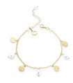 Cavigliera Lelune Glamour - in Argento Giallo 925% con Perle e Ciondoli  21 cm