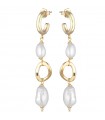 Lelune Glamor Earrings - Pendants with Pearls and Elements in 925% Yellow Silver - 0