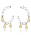 Lelune Glamor Earrings - Semicircle with Pearls and Charms in 925% Yellow Silver - 0