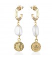 Lelune Glamor Earrings - Pendants with Pearls and Charms in 925% Yellow Silver - 0