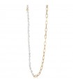 Collana Lelune Glamour - Lunga con Perle e Catena in Argento Giallo 925% 80 cm