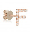 Buonocore Woman's Mono Earring - Letter F in Rose Gold with White Diamonds - 0