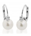 Coscia Earrings - in 18k White Gold with Akoya Pearls and Natural Diamonds - 0