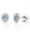 Lelune Diamonds Woman's Earrings - in 18k White Gold with Diamonds and Aquamarine - 0