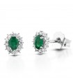 Lelune Diamonds Woman's Earrings - in 18k White Gold with Diamonds and Emeralds 0.31 carats - 0