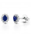 Lelune Diamonds Woman's Earrings - in 18 carat White Gold with Diamonds and Sapphires 0.48 carats - 0