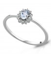 Lelune Diamonds Woman's Ring - in 18k White Gold with Diamonds and 0.14 carat Aquamarine - 0