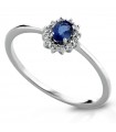 Lelune Diamonds Woman's Ring - in 18k White Gold with Diamonds and Sapphire 0.26 carats - 0