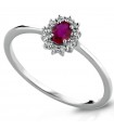 Lelune Diamonds Woman's Ring - in 18k White Gold with Diamonds and Ruby 0.16 carats - 0