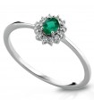 Lelune Diamonds Woman's Ring - in 18 carat White Gold with Diamonds and Emerald 0.16 carats - 0