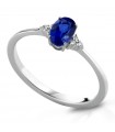 Lelune Diamonds Woman's Ring - in 18k White Gold with Diamonds and 0.75 Carat Sapphire - 0