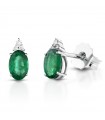 Lelune Diamonds Woman's Earrings - in 18k White Gold with Diamonds and Emeralds 0.71 carats - 0