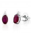 Lelune Diamonds Woman's Earrings - in 18k White Gold with 0.98 carat Diamonds and Rubies - 0