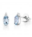Lelune Diamonds Woman Earrings - in 18 carat White Gold with Diamonds and 0.76 carat Aquamarine - 0