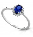 Lelune Diamonds Woman's Ring - in 18 carat White Gold with Diamonds and 0.65 carat Sapphire - 0