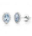 Lelune Diamonds Woman's Earrings - in 18k White Gold with Diamonds and 0.77 Carat Aquamarine - 0