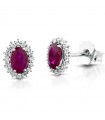 Lelune Diamonds Woman's Earrings - in 18k White Gold with Diamonds and Rubies 1.16 carats - 0