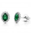 Lelune Diamonds Woman's Earrings - in 18 carat White Gold with Diamonds and Emeralds 0.73 carats - 0