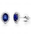 Lelune Diamonds Woman's Earrings - in 18k White Gold with Diamonds and Sapphires 1.09 carats - 0