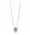 Lelune Diamonds Woman's Pendant - in 18 carat White Gold with Diamonds and 0.15 carat Aquamarine - 0