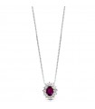 Lelune Diamonds Woman's Pendant - in 18k White Gold with Diamonds and Ruby 0.16 carats - 0