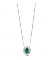 Lelune Diamonds Woman's Pendant - in 18k White Gold with Diamonds and Emerald 0.14 carats - 0