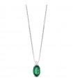 Lelune Diamonds Woman's Pendant - in 18 carat White Gold with Diamonds and 0.43 carat Emerald - 0