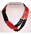 Rajola Woman's Necklace - Link with Red Coral and Black Onyx - 0