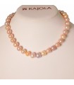 Collana Rajola Donna - Nagoya con Perle Multicolor 11-12 mm