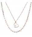 Collana Bronzallure Donna - Alba a Due Fili con Pendente Cuore Madreperla Bianca