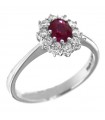 Davite & Delucchi Woman's Ring - Rosette in 18K White Gold with Diamonds and Ruby - 0