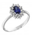 Davite & Delucchi Woman's Ring - Rosette in 18K White Gold with Natural Diamonds and Sapphire - 0