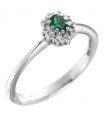 Davite & Delucchi Woman's Ring - Rosette in 18K White Gold with Natural Diamonds and Emerald - 0