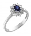 Davite & Delucchi Woman's Ring - Rosette in 18K White Gold with Natural Diamonds and Sapphire - 0