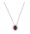 Davite & Delucchi Woman's Necklace - in 18k White Gold with Natural Diamonds and Ruby - 0