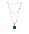 Bronzallure Woman's Necklace - Three-Strand Variegated with Green Agate - 0