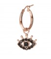 Bronzallure Woman's Mono Earring - Altissima with Eye of Fatima Pendant and Black Spinels - 0