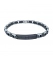 Bracciale Zancan per Uomo - Hi-Teck in Acciaio con Placca Centrale e Spinelli Neri