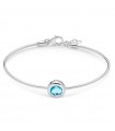 Bracciale Miluna Donna - Gemma del Cielo Rigido in Argento 925% con Topazio Azzurro Tondo