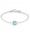 Miluna Woman's Bracelet - Rigid Gemstone in 925% Silver with Round Blue Topaz - 0