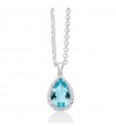 Collana Miluna Donna - Gemma del Cielo in Argento 925% con Topazio Azzurro a Goccia